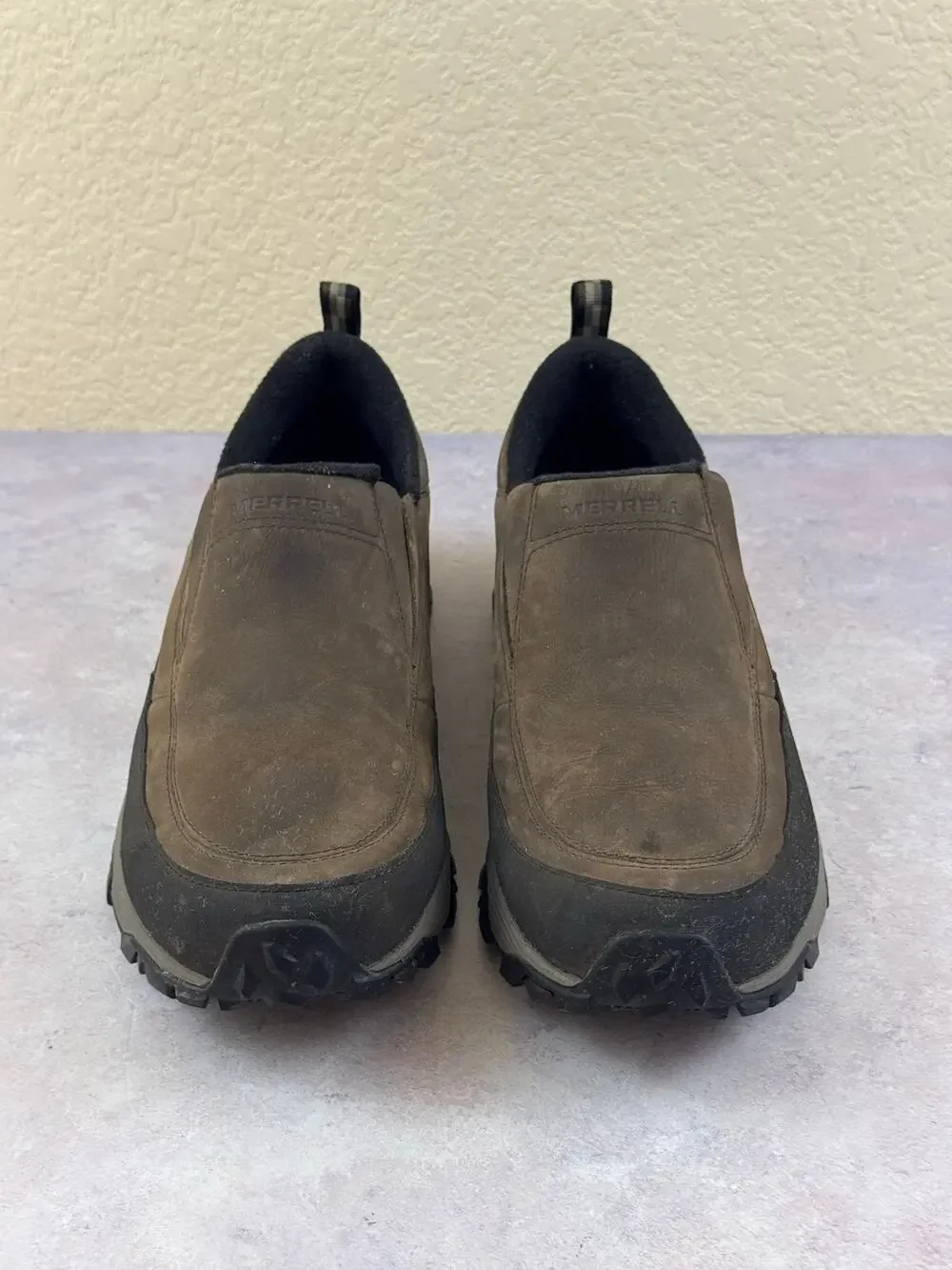Merrell Moc Slip-On Brown Leather Waterproof Vibram Shoes J49821 Mens 12